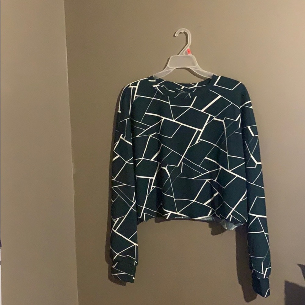 Drop Shoulder Geo Print Pullover